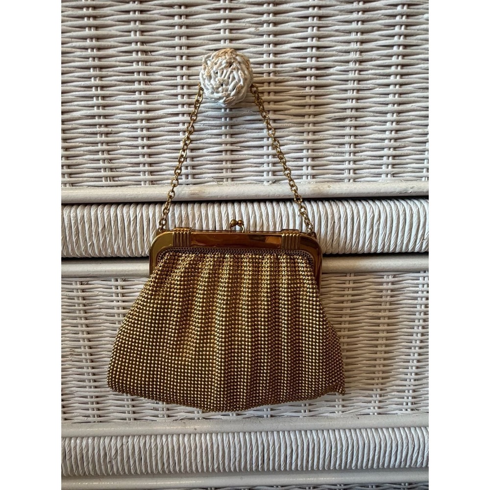 Vintage Whiting & Davis Gold Metal Mesh Evening Bag with Chain Handle